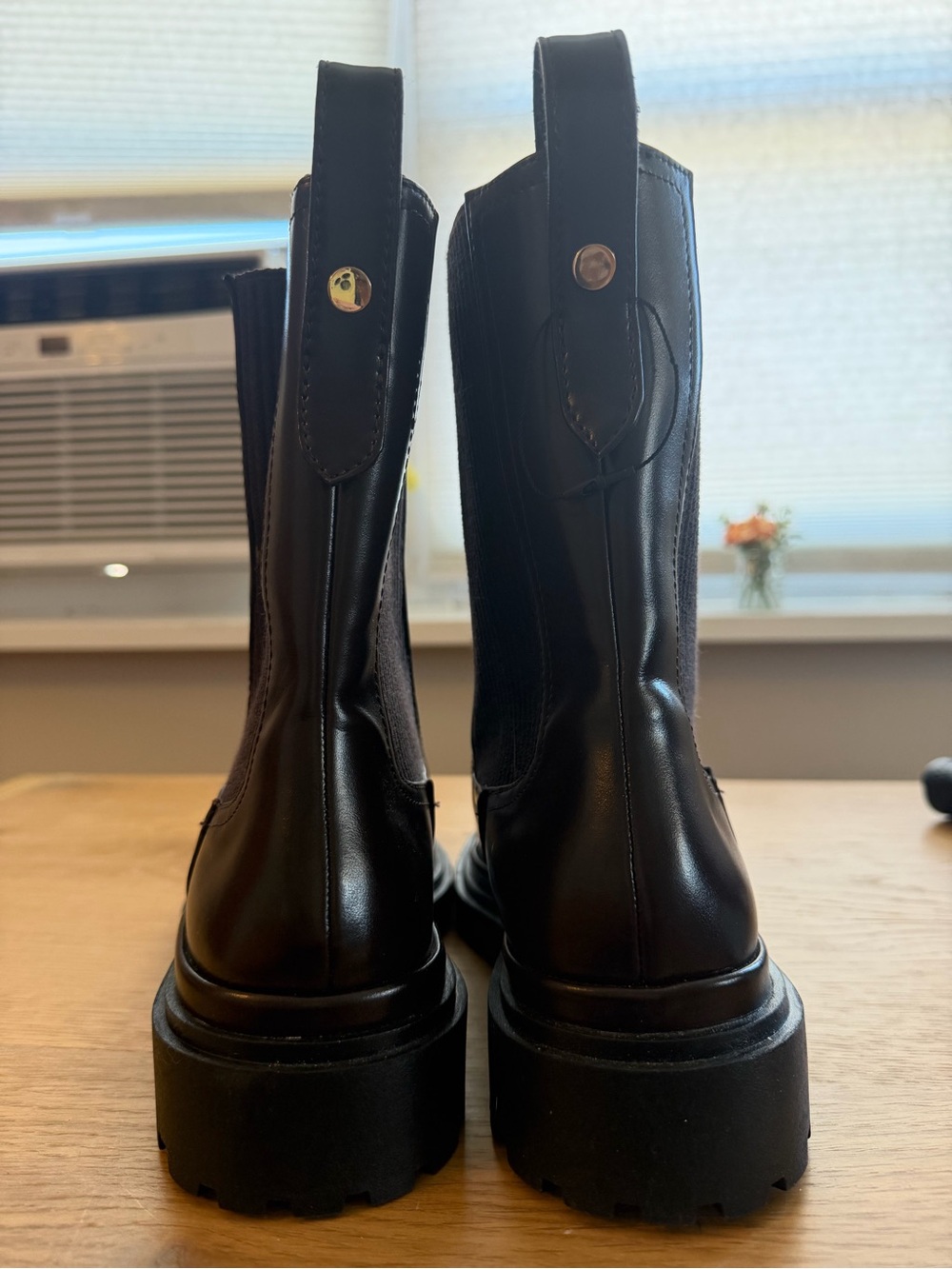 Zara Black Leather Combat Chelsea Boots - Picture 3 of 4
